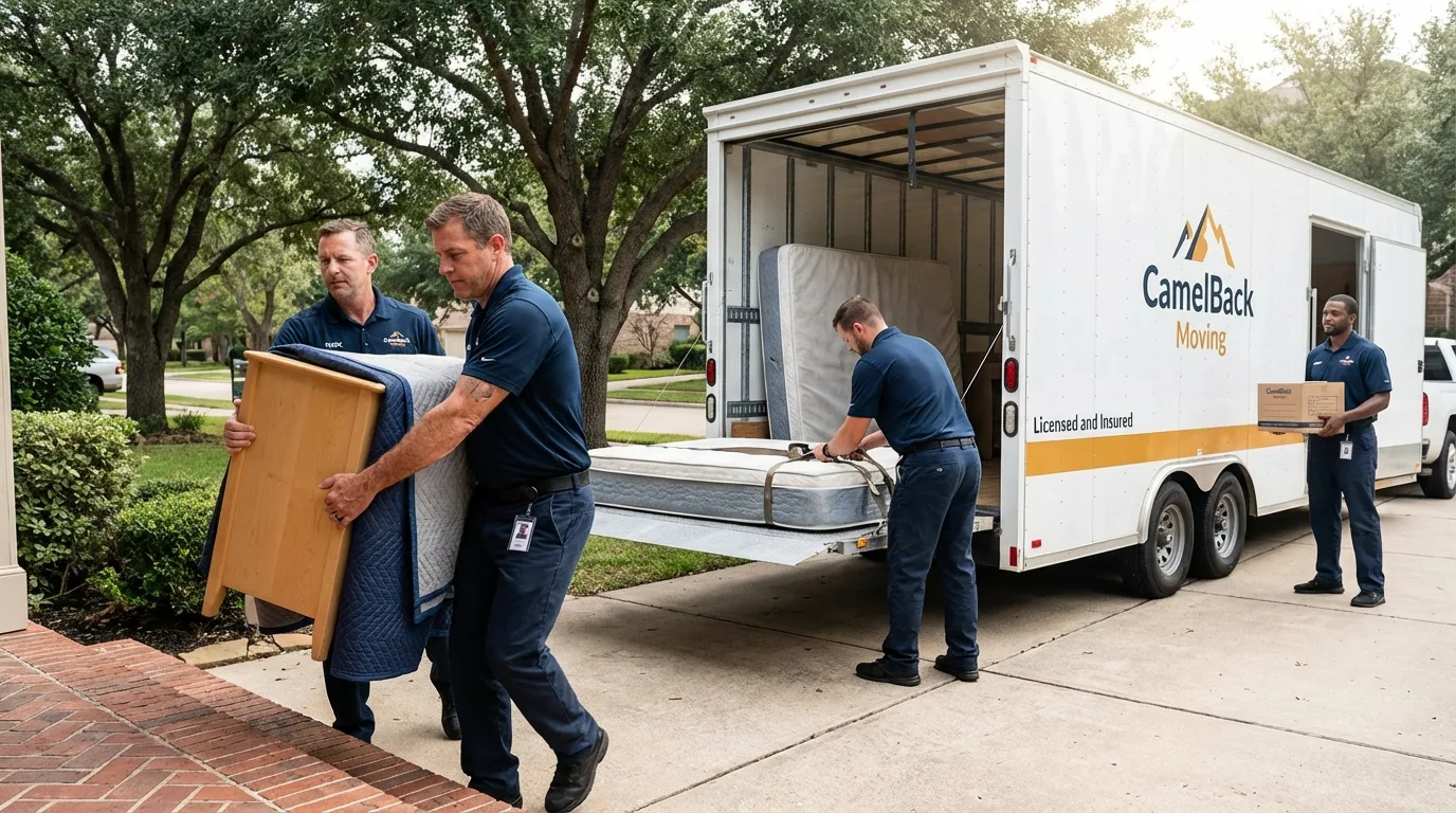 Crew loading residential truck for cross-state move from Latta, SC