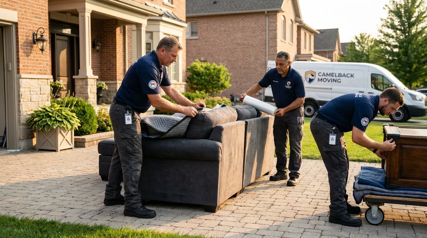 Large estate moving crew wrapping furniture in Latta, SC